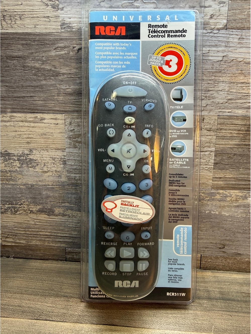 RCA RCR311W 3-Device Universal Remote link TV/satellite/cable/DVD more Cp33/el1)